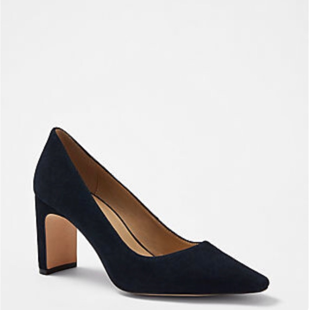 Ann Taylor Black Suede Blade Heel Pump Size 7 Worn once. Padded footbed 3” heel